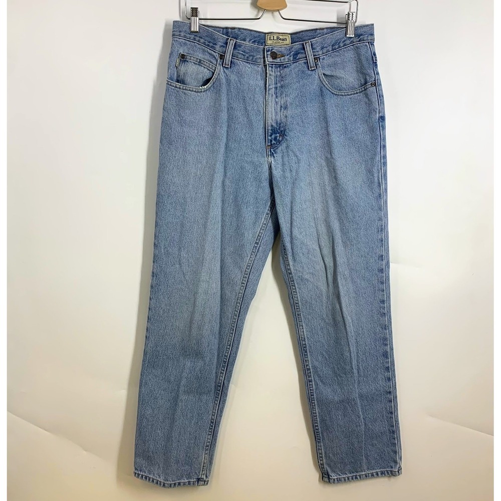 LL Bean Classic Fit Vintage Light Wash Denim Jeans Men's 34x29 Straight Leg